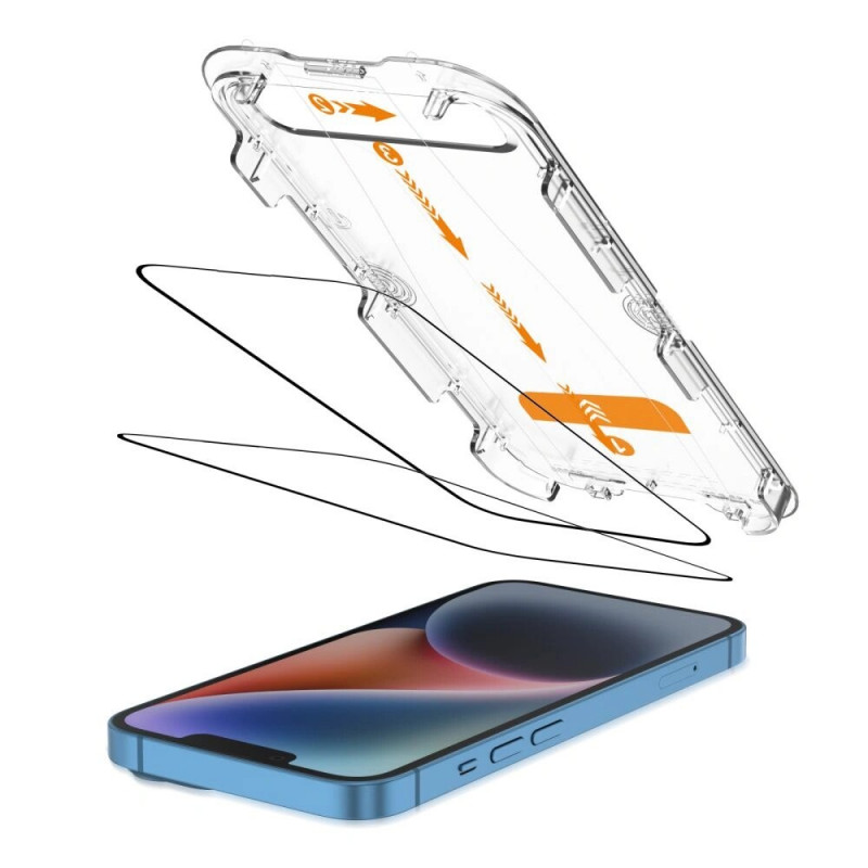 Tech-Protect Quick Set+ Pellicola protettiva in vetro temperato per Apple iPhone 13 / 13 Pro / 14 / 16e, nera (2 pz)