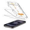 Proteggi schermo in vetro temperato Tech-Protect Quick Set+ per Apple iPhone 15 / 16, nero (2 pz)