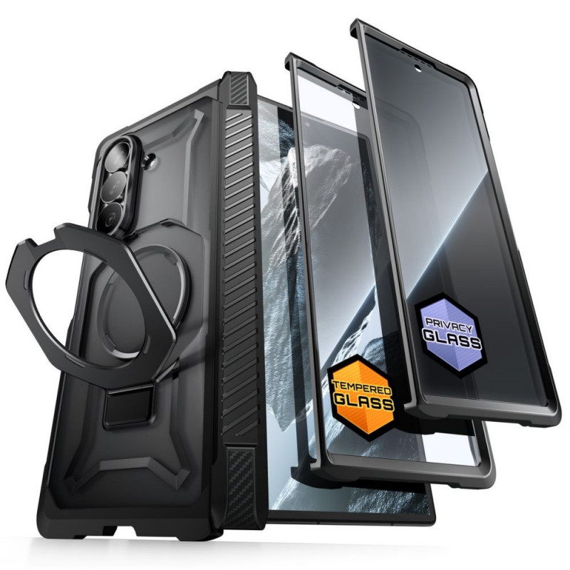 Custodia Supcase UB Grip Mag MagSafe per Samsung Galaxy Z Fold 8 con vetro temperato e vetro privacy, nera