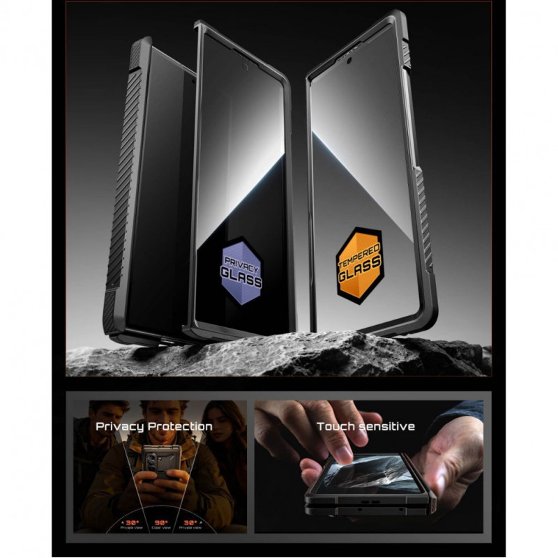 Custodia Supcase UB Grip Mag MagSafe per Samsung Galaxy Z Fold 8 con vetro temperato e vetro privacy, nera