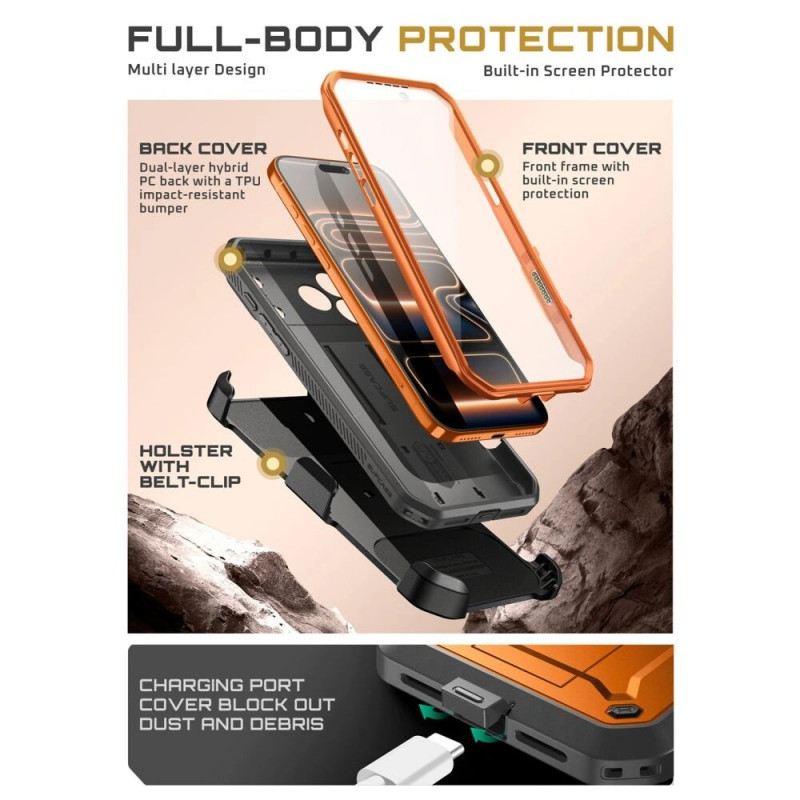 Custodia Supcase Unicorn Beetle Pro per Apple iPhone 17 Pro Max, corallo