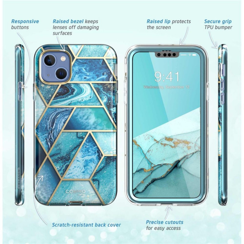 Custodia Supcase Cosmo per Apple iPhone 14 Plus / 15 Plus, blu oceano