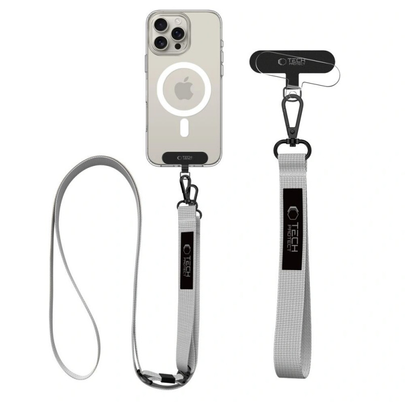 Set laccetti per telefono Tech-Protect C6S Rope Crossbody Crayon Grey