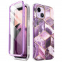 Custodia Supcase Cosmo per Apple iPhone 14 Plus / 15 Plus, viola marmo