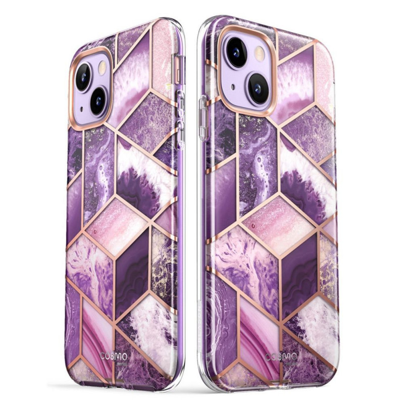 Custodia Supcase Cosmo per Apple iPhone 14 Plus / 15 Plus, viola marmo