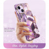 Custodia Supcase Cosmo per Apple iPhone 14 Plus / 15 Plus, viola marmo