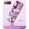 Custodia Supcase Cosmo per Apple iPhone 14 Plus / 15 Plus, viola marmo