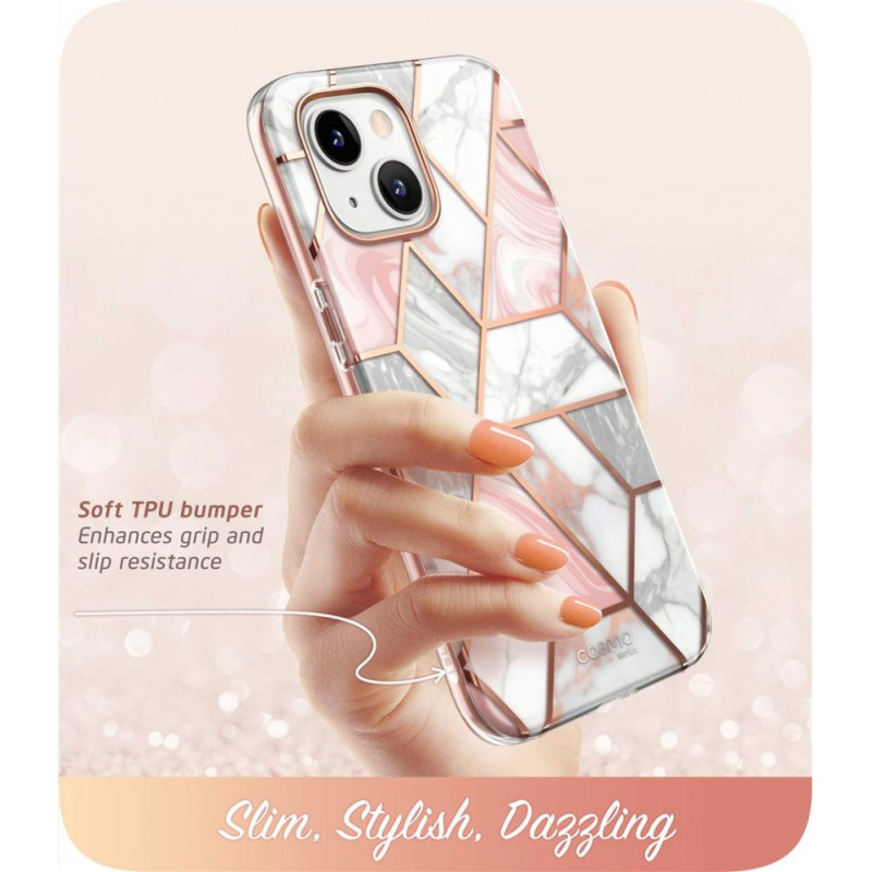Custodia Cosmo Supcase per Apple iPhone 14 Plus / 15 Plus, rosa marmo