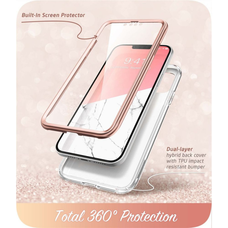 Custodia Cosmo Supcase per Apple iPhone 14 Plus / 15 Plus, rosa marmo