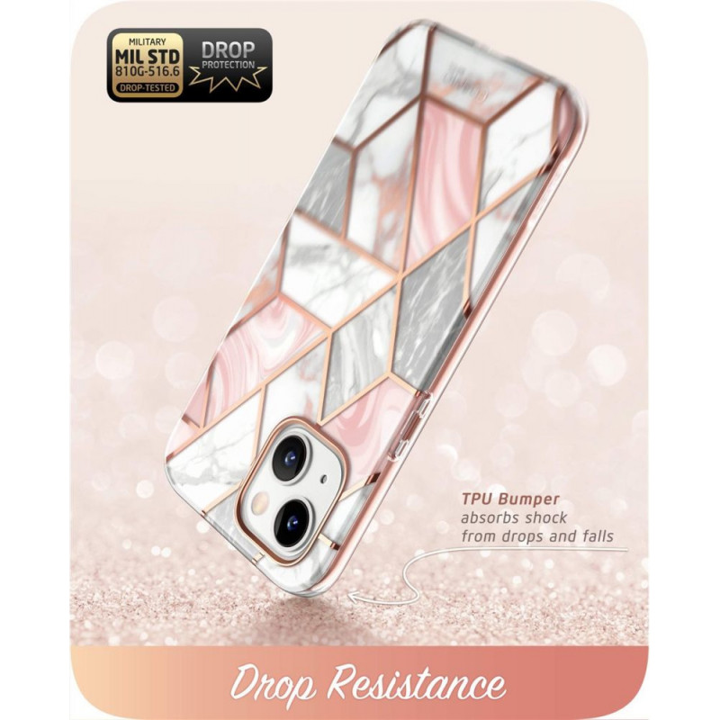Custodia Cosmo Supcase per Apple iPhone 14 Plus / 15 Plus, rosa marmo