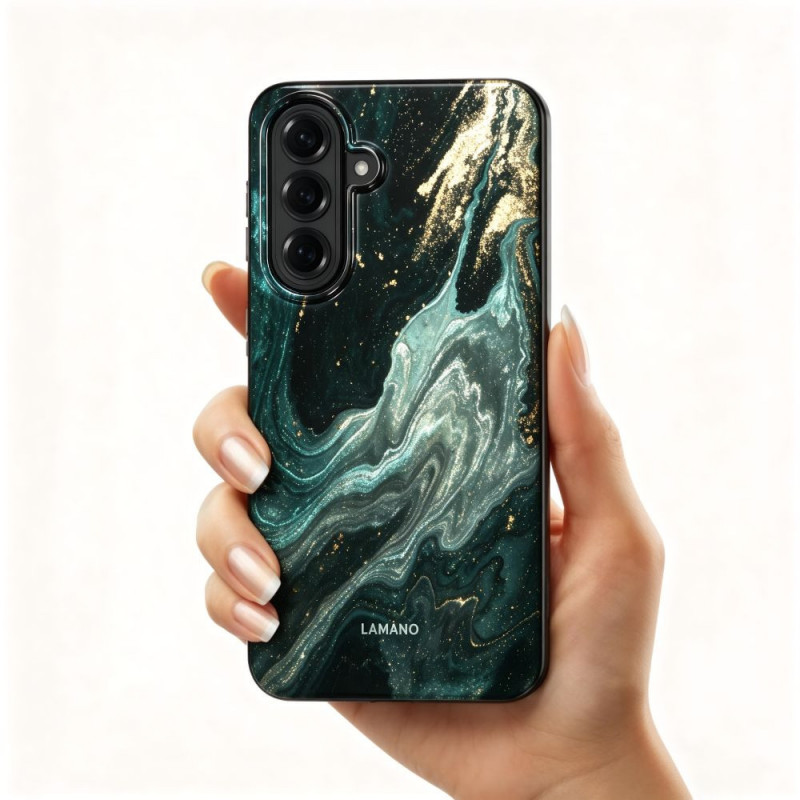 Custodia Tech-Protect Lamano MagSafe per Samsung Galaxy A57 5G, nera e verde