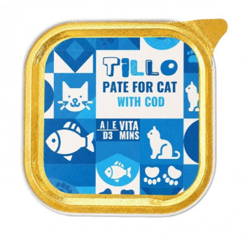 TILLO Cibo umido per gatti paté con merluzzo, 100 g