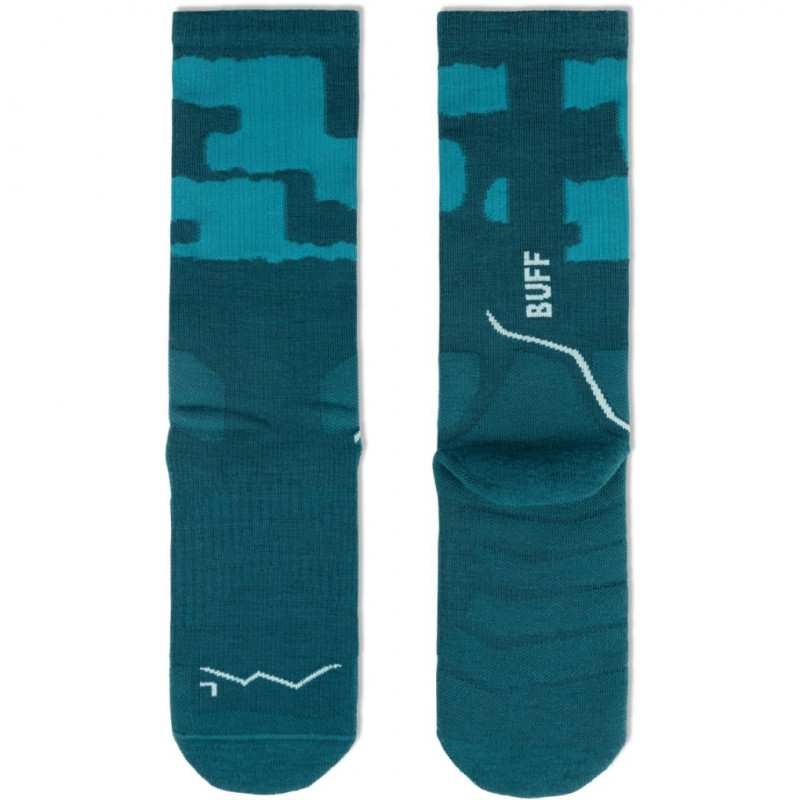 Calze Buff Merino MW Crew MWC2, verde acqua, L