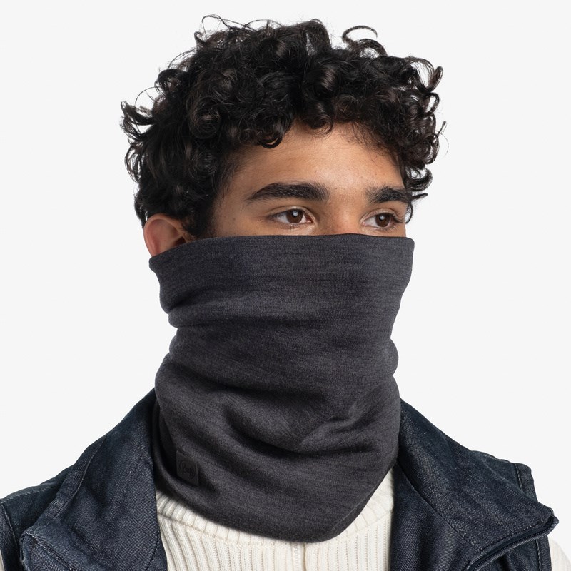Buff Scalda collo multifunzionale Merino Heavyweight, grigio tinta unita