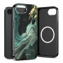 Custodia Tech-Protect Lamano MagSafe per Apple iPhone 16e / 17e, nera e verde (Verde Aura)