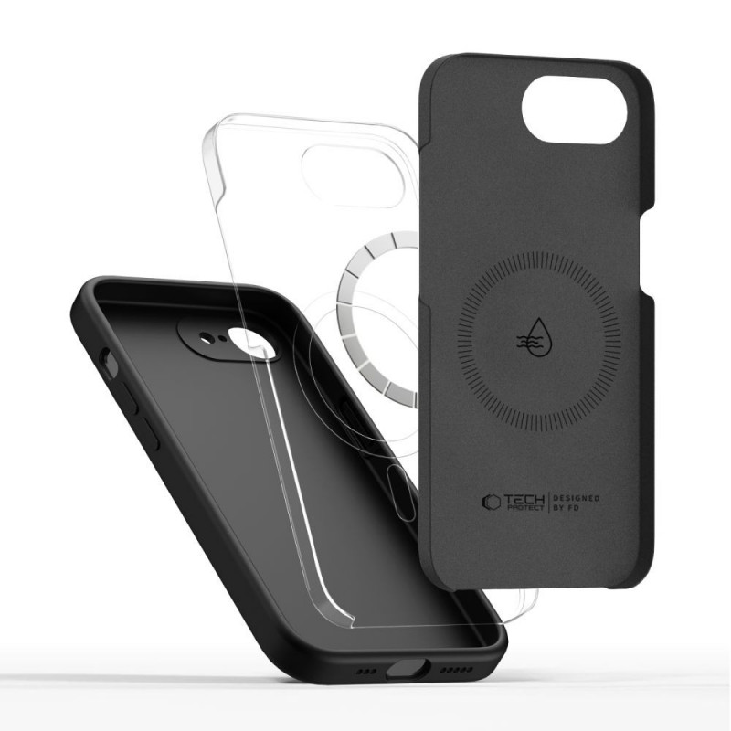 Custodia in silicone MagSafe Tech-Protect per Apple iPhone 16e / 17e, nera