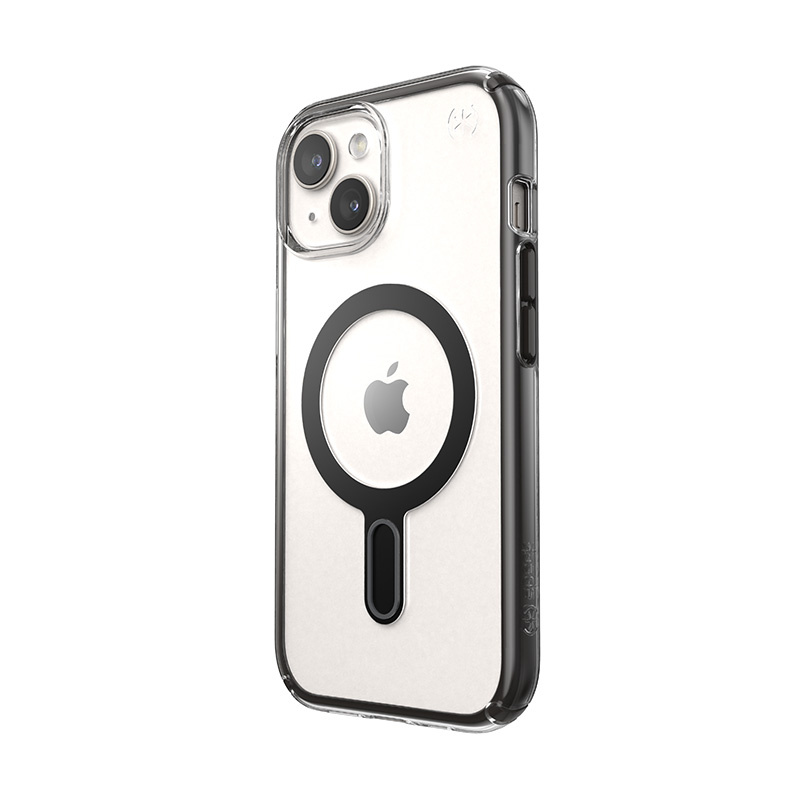 Custodia Speck Presidio Perfect-Clear ClickLock & MagSafe SPK526 per Apple iPhone 15 / 14 / 13, trasparente / nero opaco / grigio ardesia