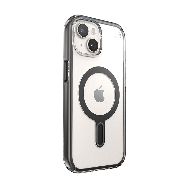 Custodia Speck Presidio Perfect-Clear ClickLock & MagSafe SPK526 per Apple iPhone 15 / 14 / 13, trasparente / nero opaco / grigio ardesia