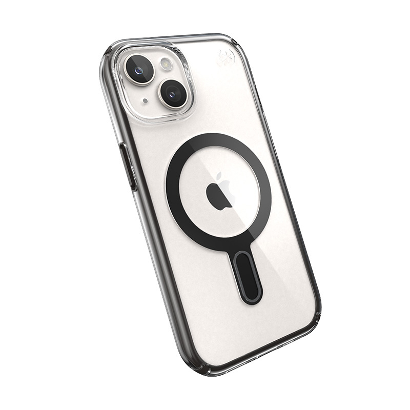 Custodia Speck Presidio Perfect-Clear ClickLock & MagSafe SPK526 per Apple iPhone 15 / 14 / 13, trasparente / nero opaco / grigio ardesia