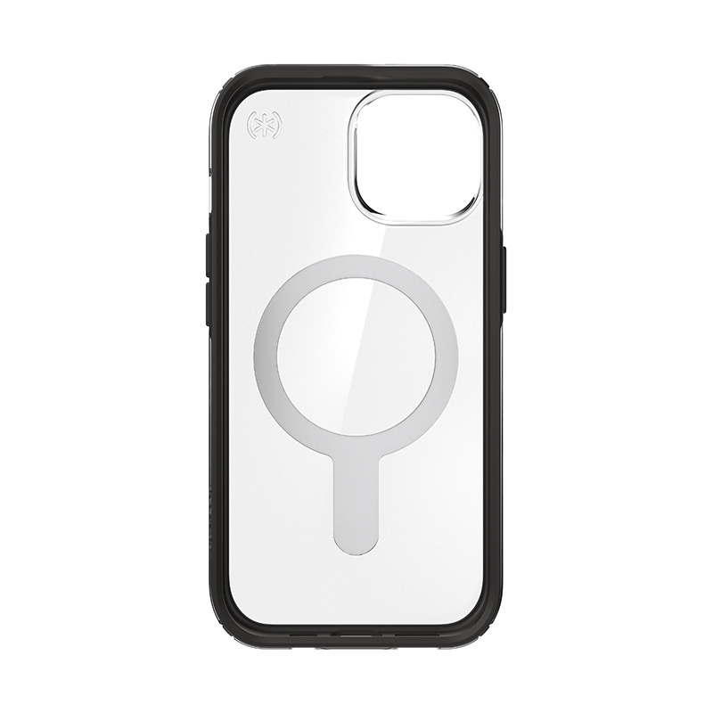 Custodia Speck Presidio Perfect-Clear ClickLock & MagSafe SPK526 per Apple iPhone 15 / 14 / 13, trasparente / nero opaco / grigio ardesia