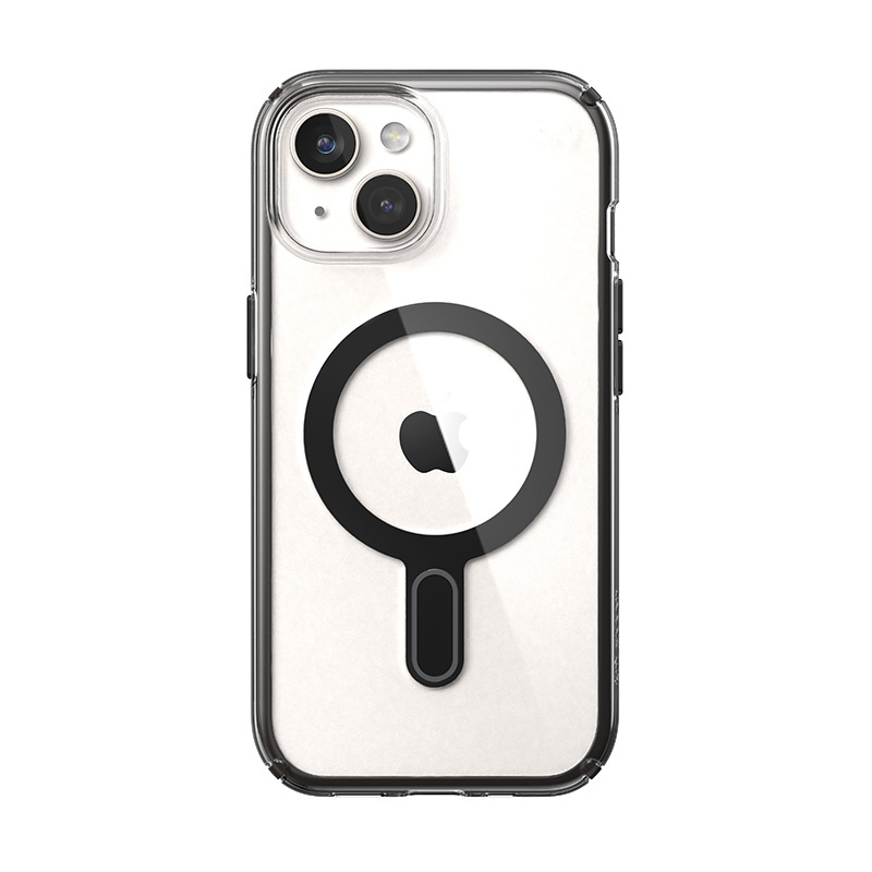 Custodia Speck Presidio Perfect-Clear ClickLock & MagSafe SPK526 per Apple iPhone 15 / 14 / 13, trasparente / nero opaco / grigio ardesia