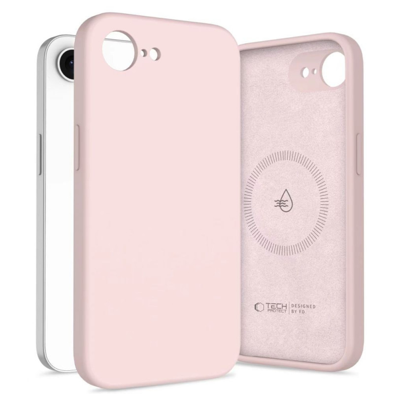 Custodia in silicone MagSafe Tech-Protect per Apple iPhone 16e / 17e, rosa perla