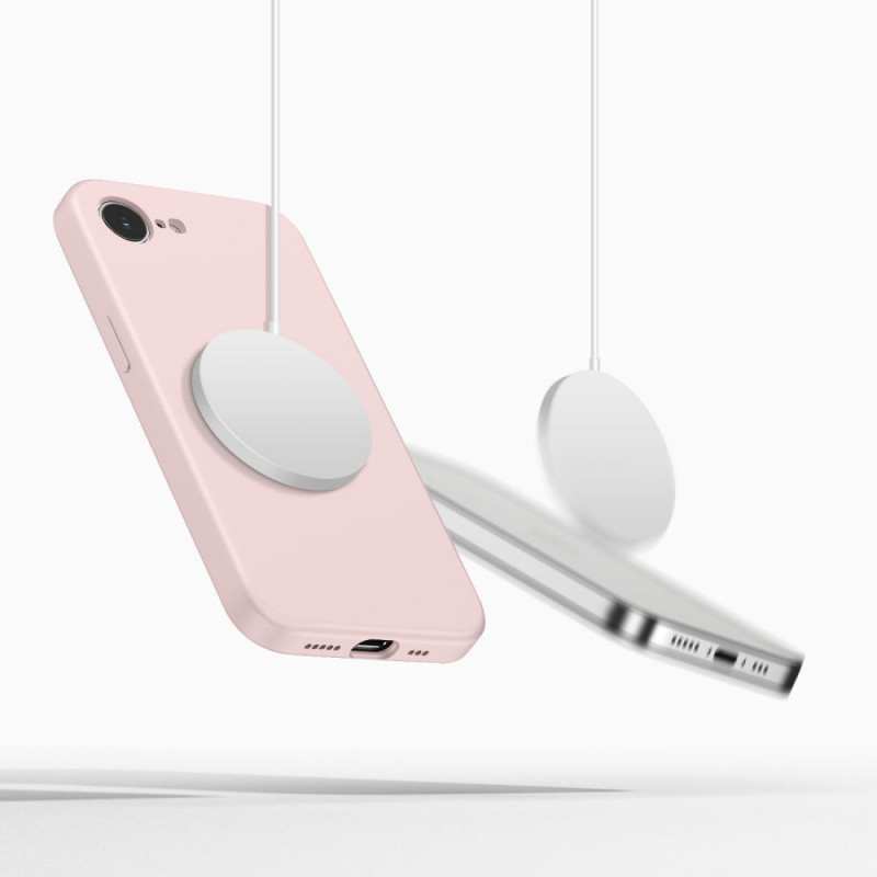 Custodia in silicone MagSafe Tech-Protect per Apple iPhone 16e / 17e, rosa perla