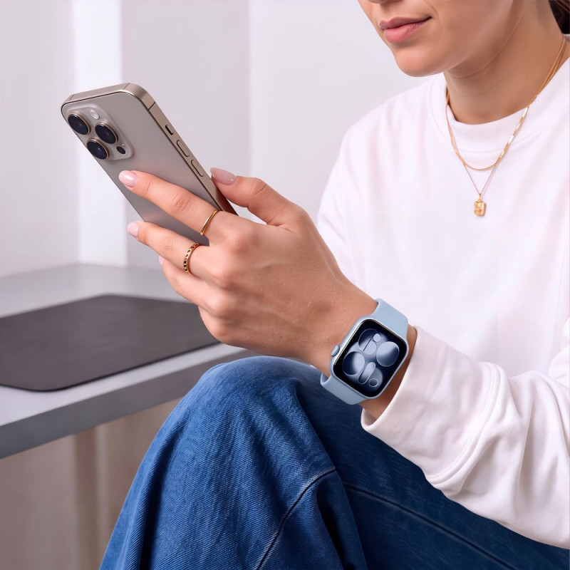 Cinturino in silicone Tech-Protect per Apple Watch 8 / 9 / 10 / 11 / 12 / SE / Ultra 44/45/46/49 mm, blu jeans
