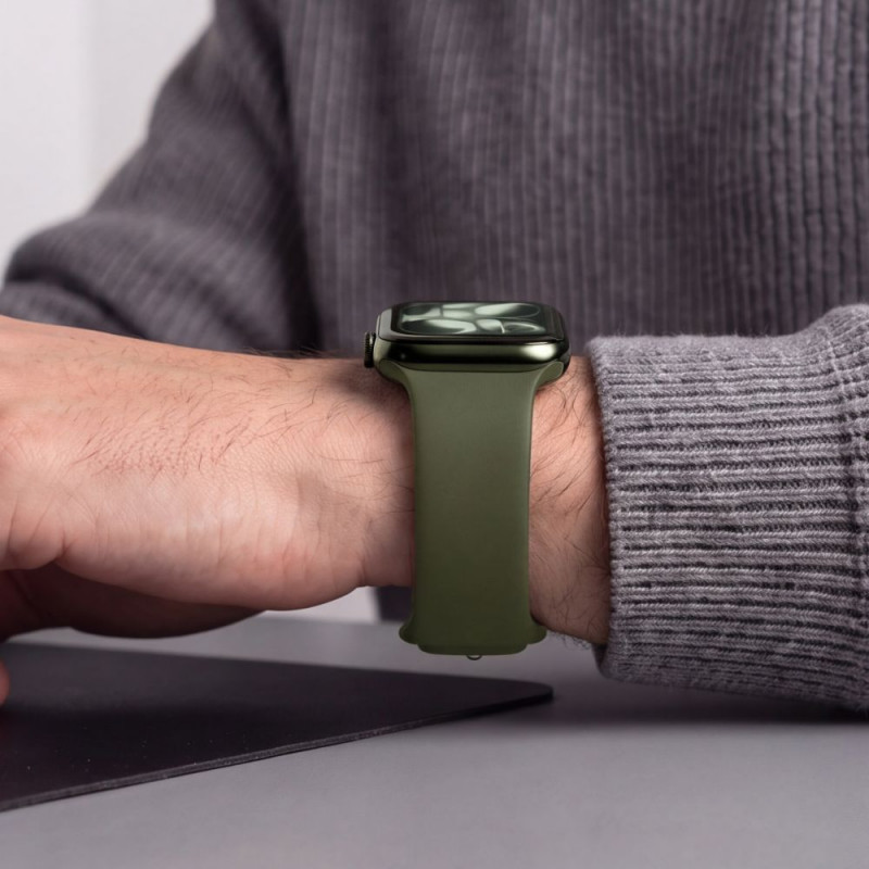 Cinturino in silicone Tech-Protect per Apple Watch 8 / 9 / 10 / 11 / 12 / SE / Ultra 44/45/46/49 mm, verde oliva