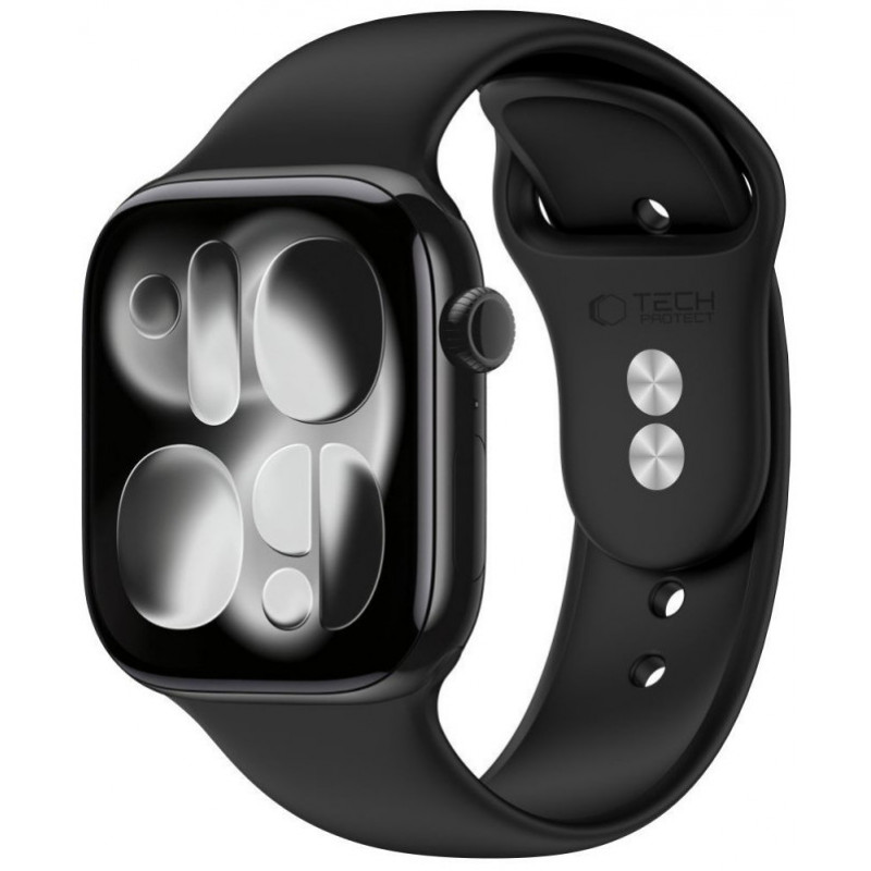 Cinturino in silicone Tech-Protect per Apple Watch 8 / 9 / 10 / 11 / 12 / SE / Ultra 44/45/46/49 mm, nero