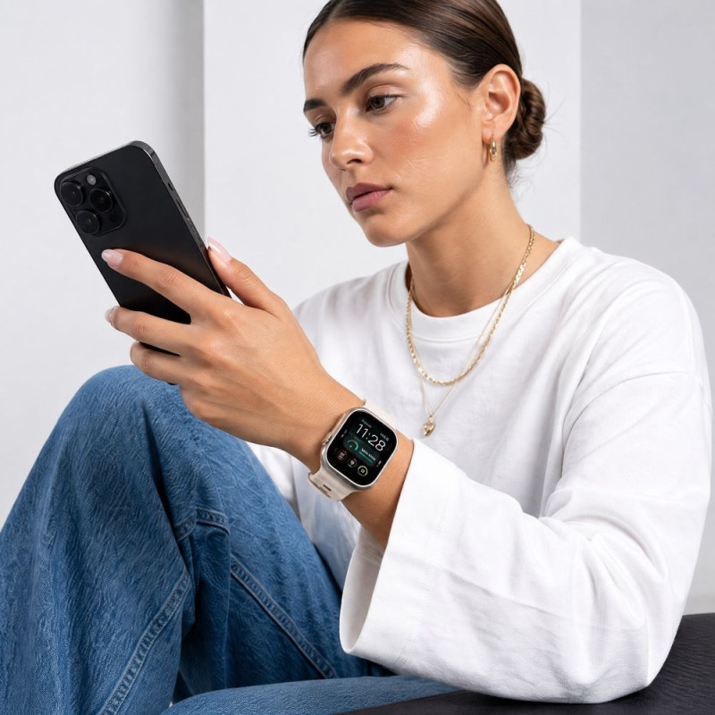 Cinturino Tech-Protect Silicone Line per Apple Watch 8 / 9 / 10 / 11 / 12 / SE / Ultra 44/45/46/49 mm, Stone