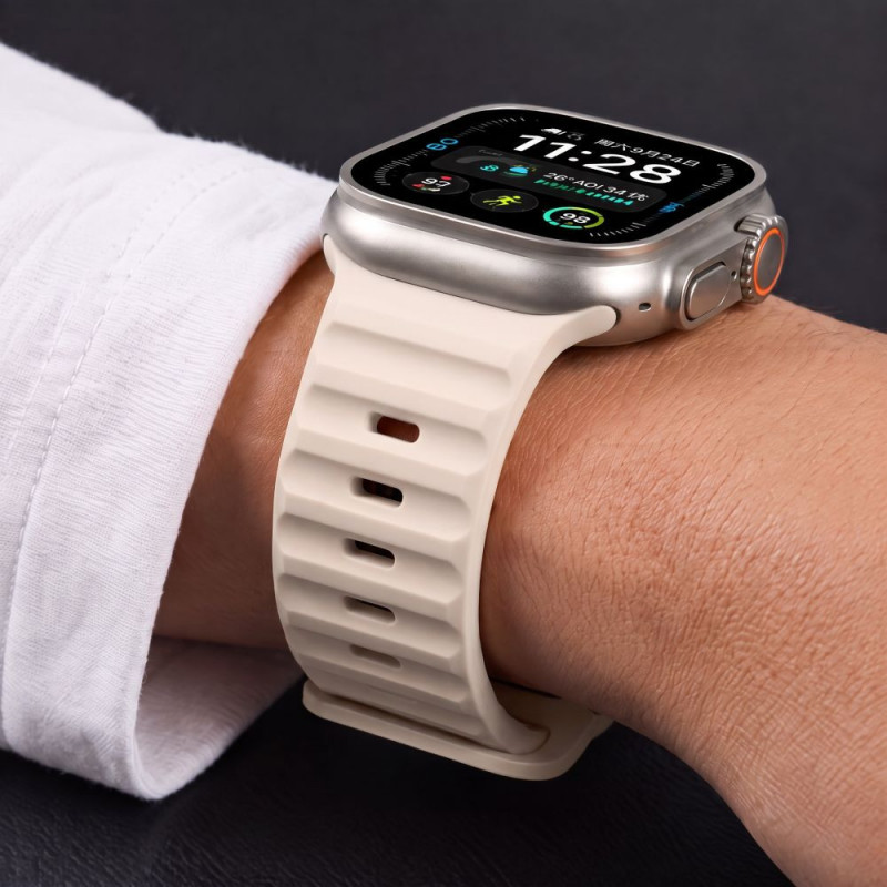 Cinturino Tech-Protect Silicone Line per Apple Watch 8 / 9 / 10 / 11 / 12 / SE / Ultra 44/45/46/49 mm, Stone