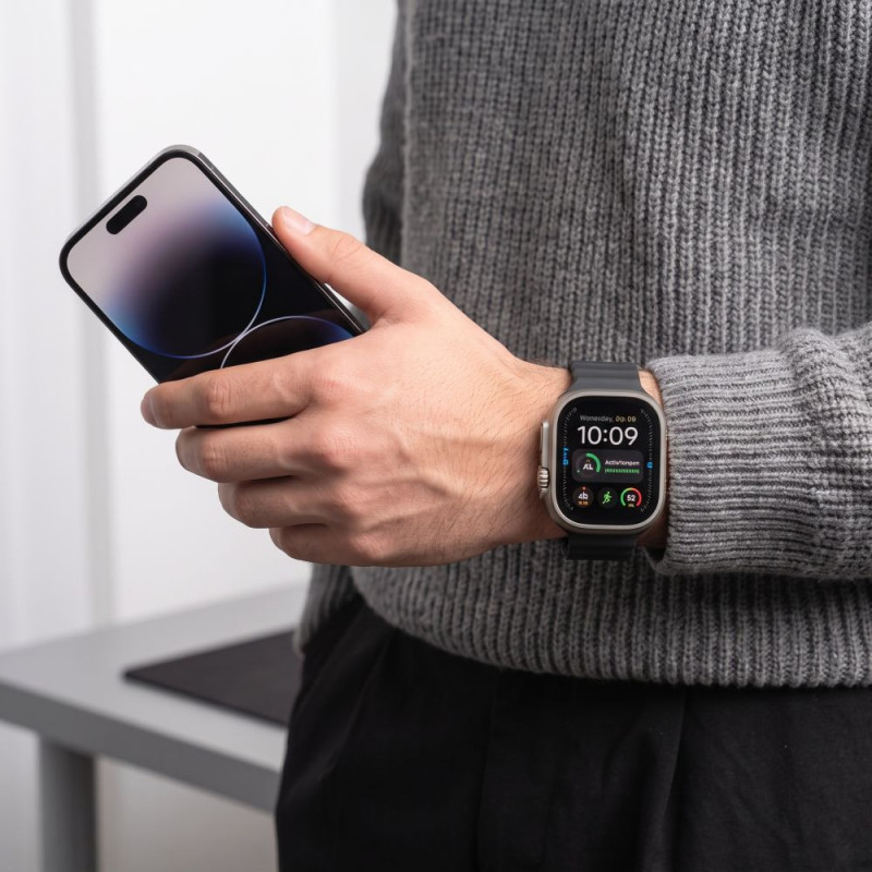 Cinturino Tech-Protect Silicone Line per Apple Watch 8 / 9 / 10 / 11 / 12 / SE / Ultra 44/45/46/49 mm, nero