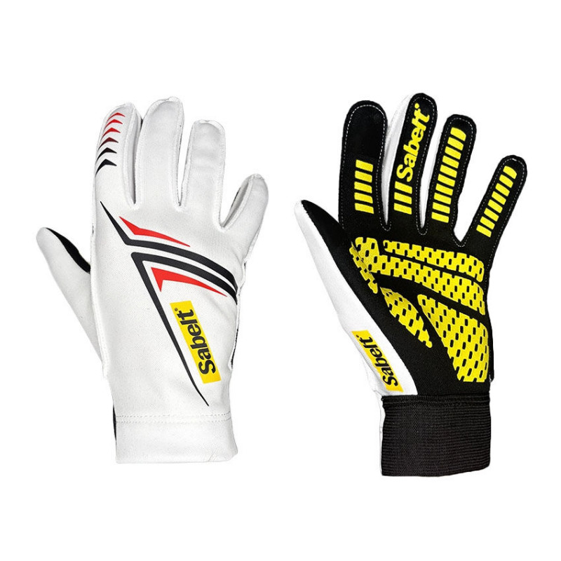 Guanti da sim racing Sabelt G34, compatibili con touchscreen, palmo in silicone, circonferenza 238-246 mm, bianchi, XL