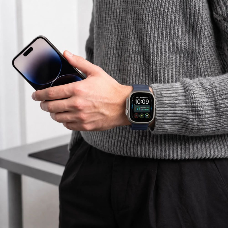 Cinturino Tech-Protect Silicone Line per Apple Watch 8 / 9 / 10 / 11 / 12 / SE / Ultra 44/45/46/49 mm, blu atlantico