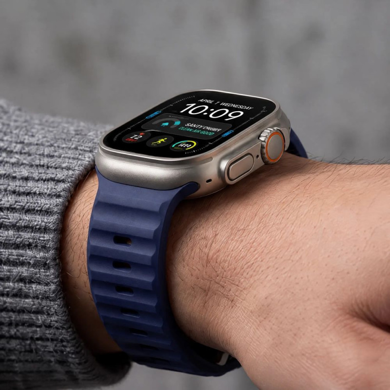 Cinturino Tech-Protect Silicone Line per Apple Watch 8 / 9 / 10 / 11 / 12 / SE / Ultra 44/45/46/49 mm, blu atlantico