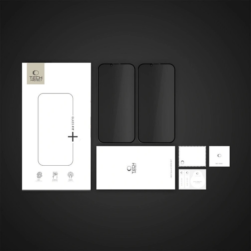Vetro temperato privacy Tech-Protect Anti Spy Glass Pro+ per Apple iPhone 17e / 16e / 14 / 13 Pro / 13 (2 pz), nero