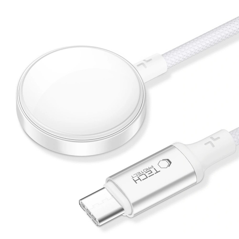 Tech-Protect MC02 UltraBoost Cavo di ricarica magnetico USB-C 100 cm per Apple Watch, bianco