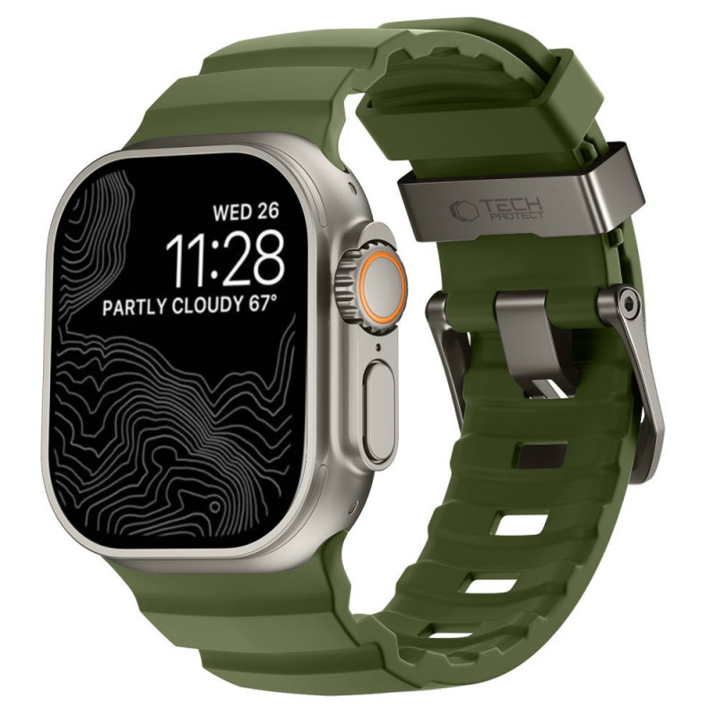 Cinturino Tech-Protect Motion per Apple Watch 8 / 9 / 10 / 11 / 12 / SE / Ultra 44/45/46/49 mm, verde tattico