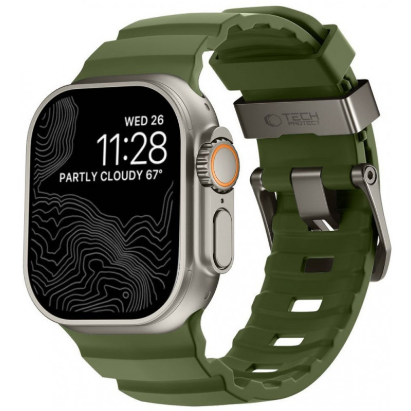 Cinturino Tech-Protect Motion per Apple Watch 8 / 9 / 10 / 11 / 12 / SE / Ultra 44/45/46/49 mm, verde tattico