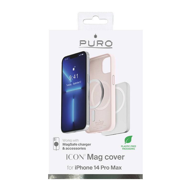 Custodia in silicone MagSafe Puro ICON MAG per Apple iPhone 14 Pro Max, rosa polvere