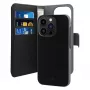 Custodia Puro Wallet Detachable MagSafe 2in1 in pelle PU con patta e portafoglio per iPhone 14 Pro Max, nera