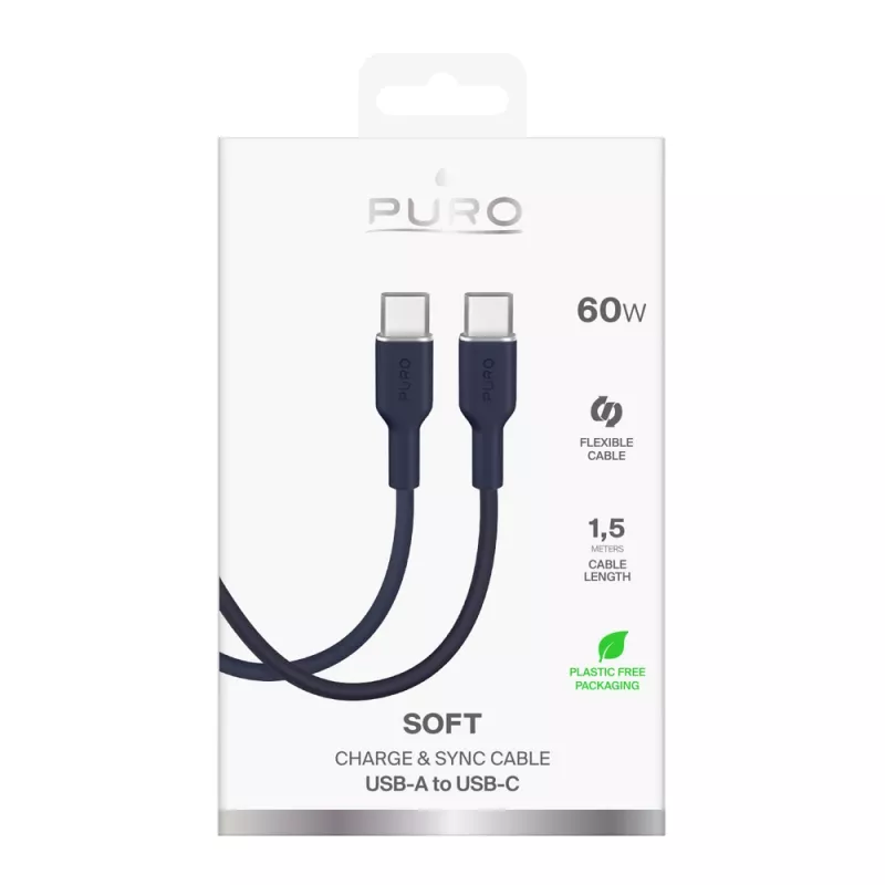 Cavo Puro Icon 60W USB-C a USB-C 1,5 m, blu navy