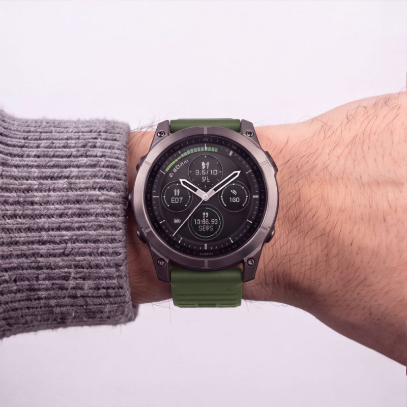 Cinturino in silicone Tech-Protect per Garmin Fenix 5 / 6 / 6 Pro / 7 / 8 / 8 Pro / E / 9 / 9 Pro 47 mm, verde militare