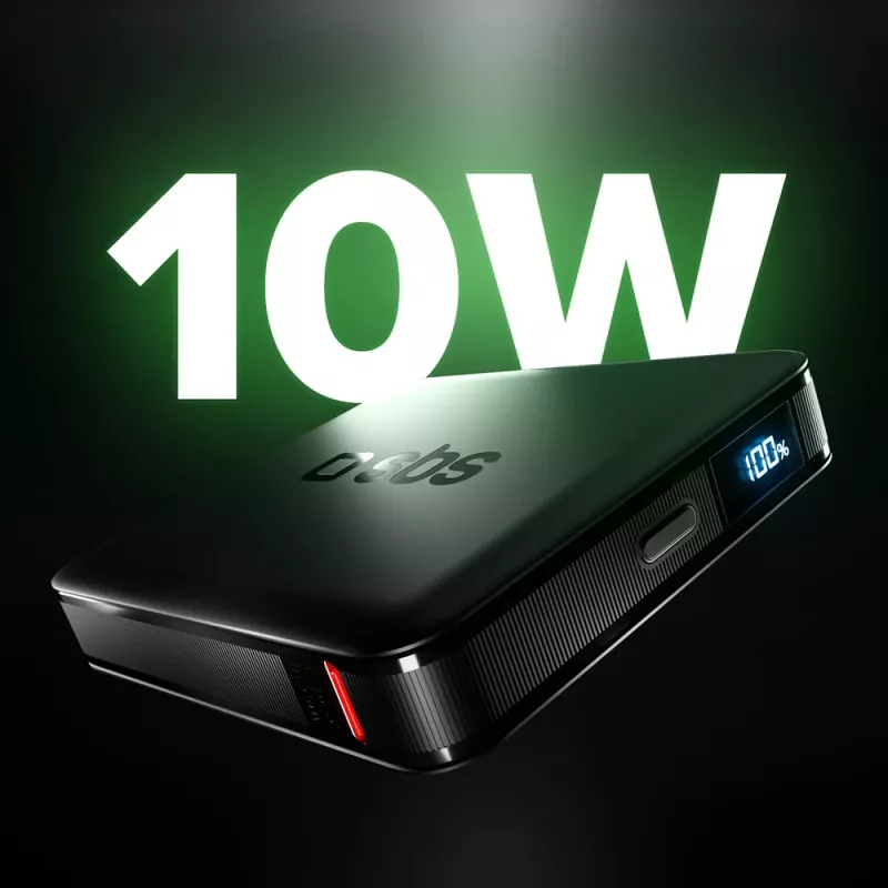 Power bank SBS HD 10W 5000mAh USB-C con display LCD, nero