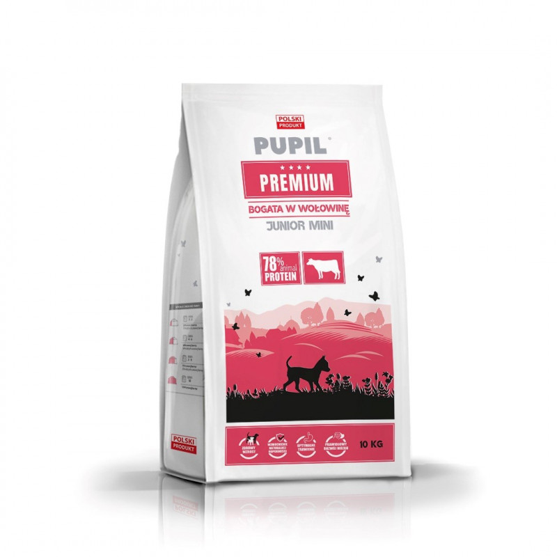 PUPIL Premium Junior Mini ricco di manzo crocchette per cani, 10 kg