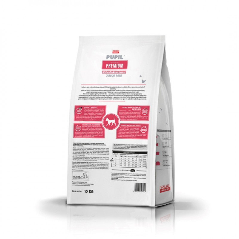 PUPIL Premium Junior Mini ricco di manzo crocchette per cani, 10 kg