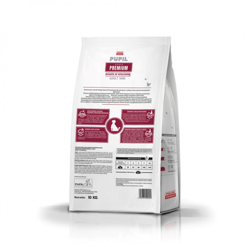PUPIL Premium Mini ricco di manzo crocchette per cani, 10 kg