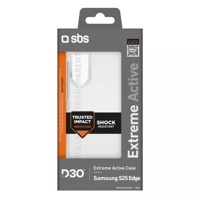 Custodia SBS D3O per Samsung Galaxy S25 Edge, trasparente