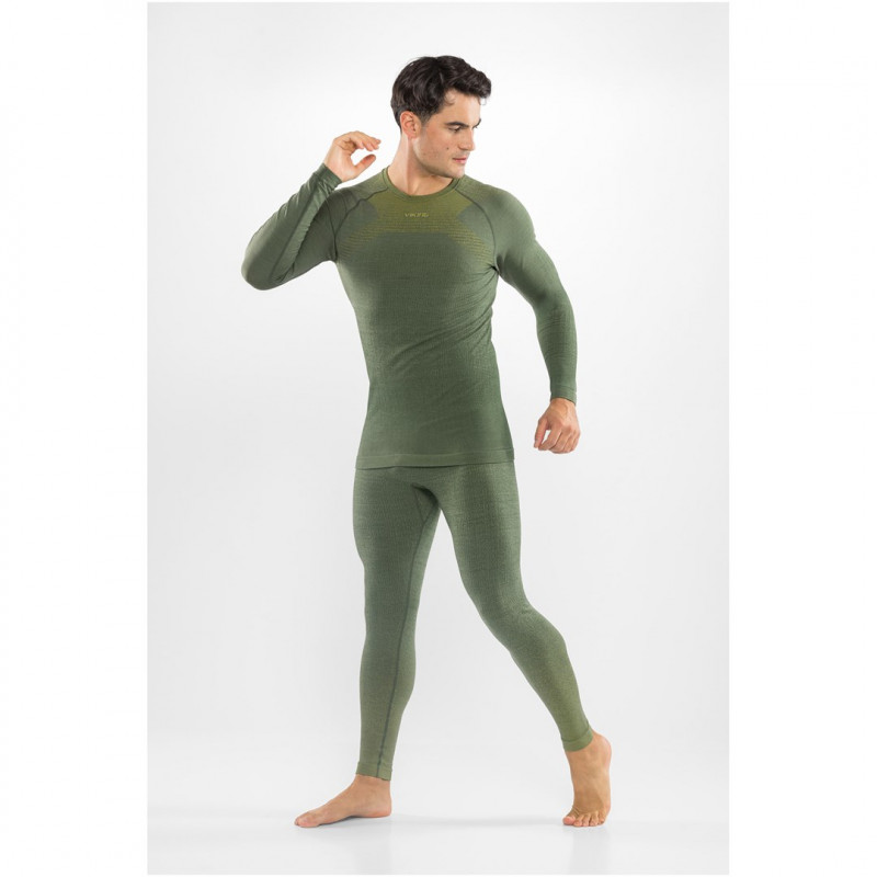 Set intimo tecnico da uomo Viking Altis Man Set in merino, verde scuro, XL